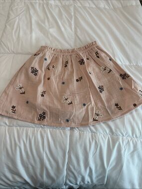 Kids Blush Pink Floral Elastic-Waist Skirt